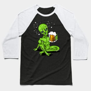 Space Alien Beer Lover Baseball T-Shirt